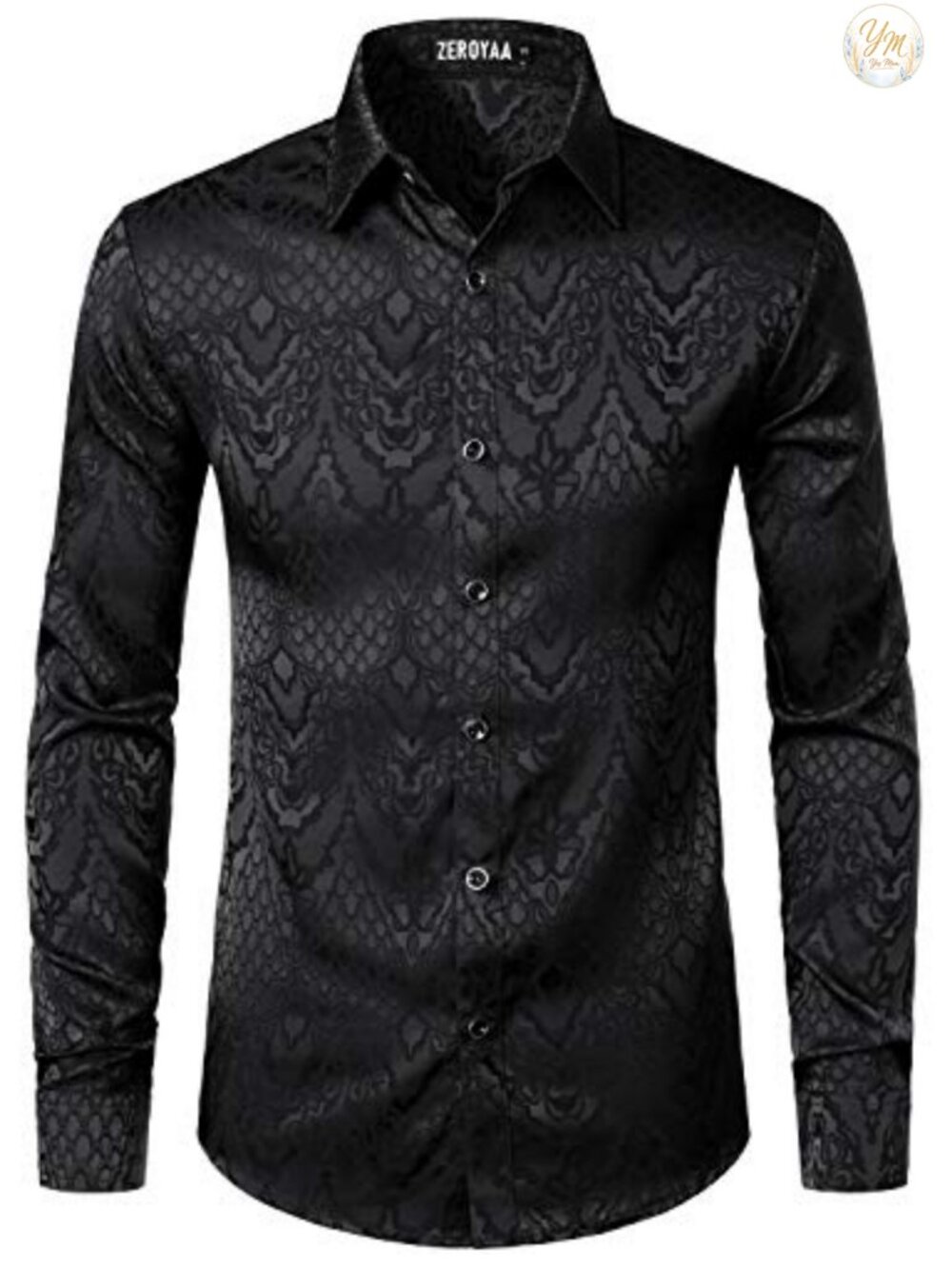 Hipster Slim Fit Long Sleeve Gothic Jacquard Button Up Dress Shirt for Party